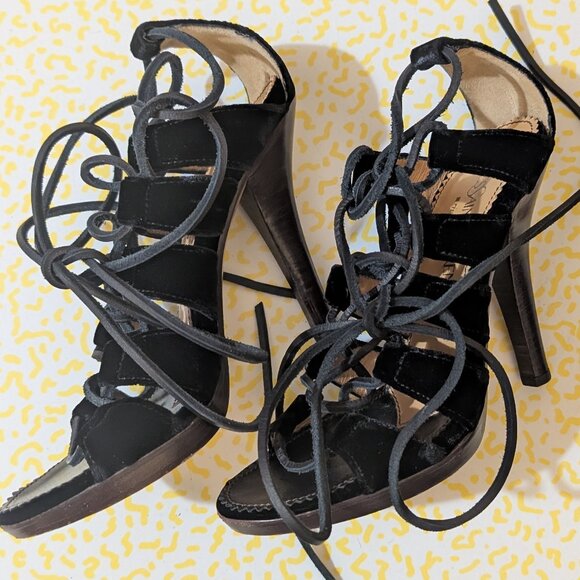 YSL Tom Ford for Yves St Laurent Velvet Gladiator Heels 37 - Picture 7 of 11